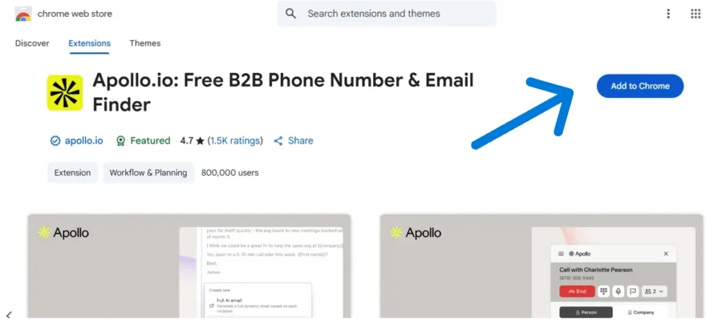Apollo.io Chrome Extension Screenshot