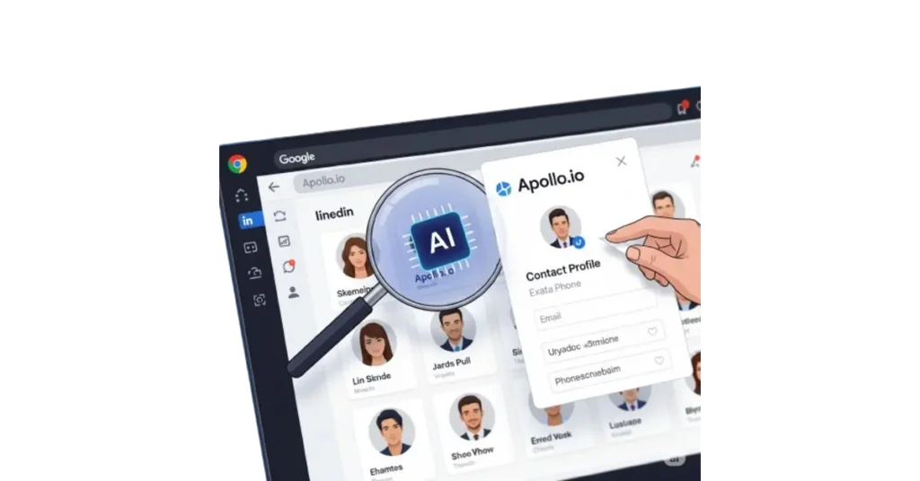 Apollo.io Chrome Extension Illustration