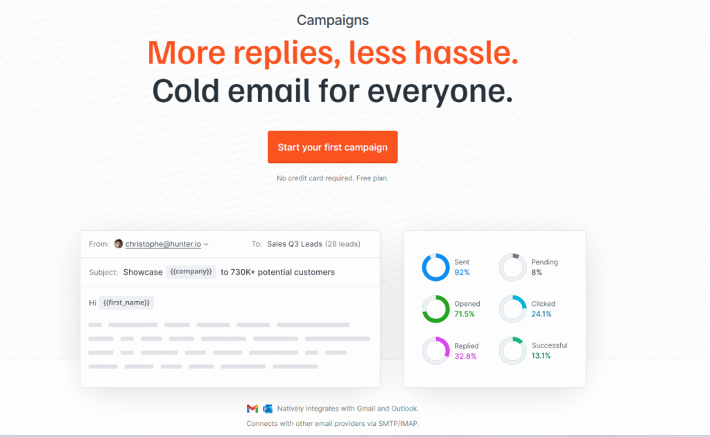 Hunter.io campaigns screenshot