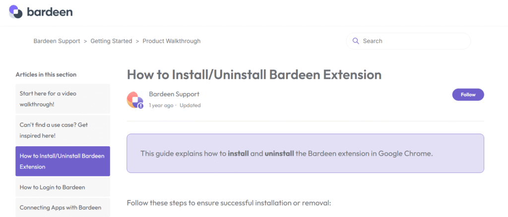 Bardeen.ai Chrome Extension Walkthrough Page