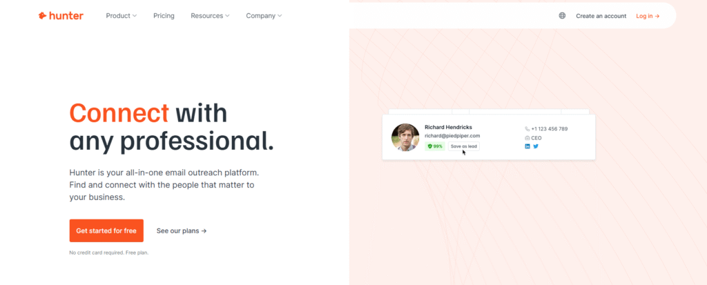 Hunter.io dashboard screenshot