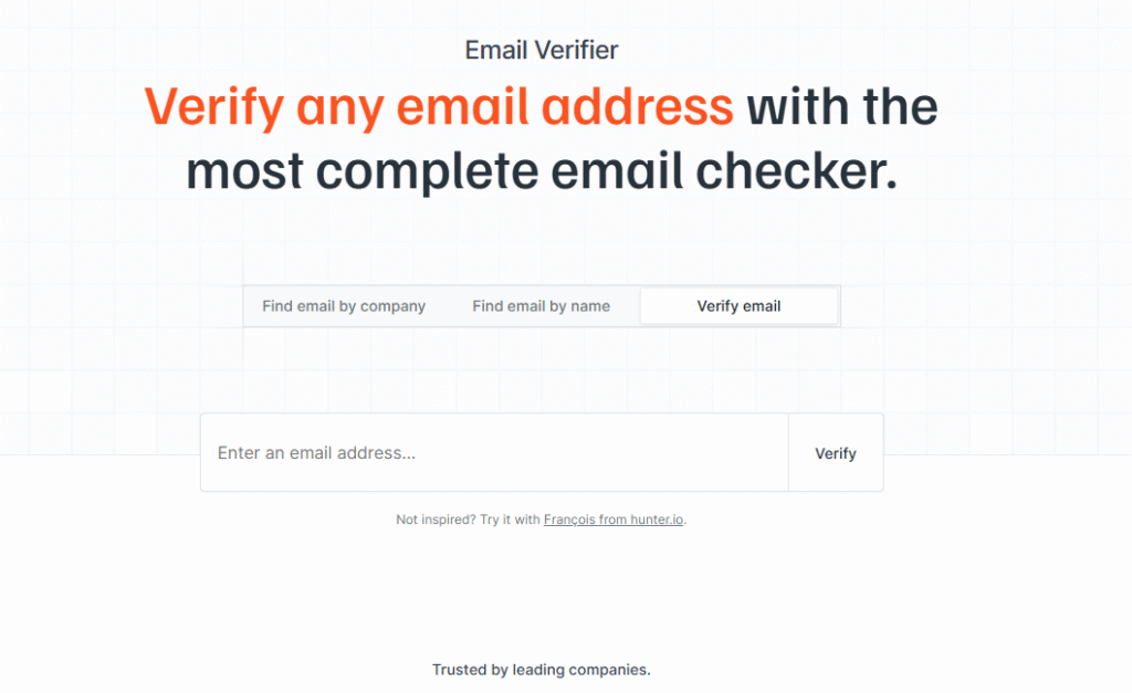 Hunter.io Email verifier feature screenshot