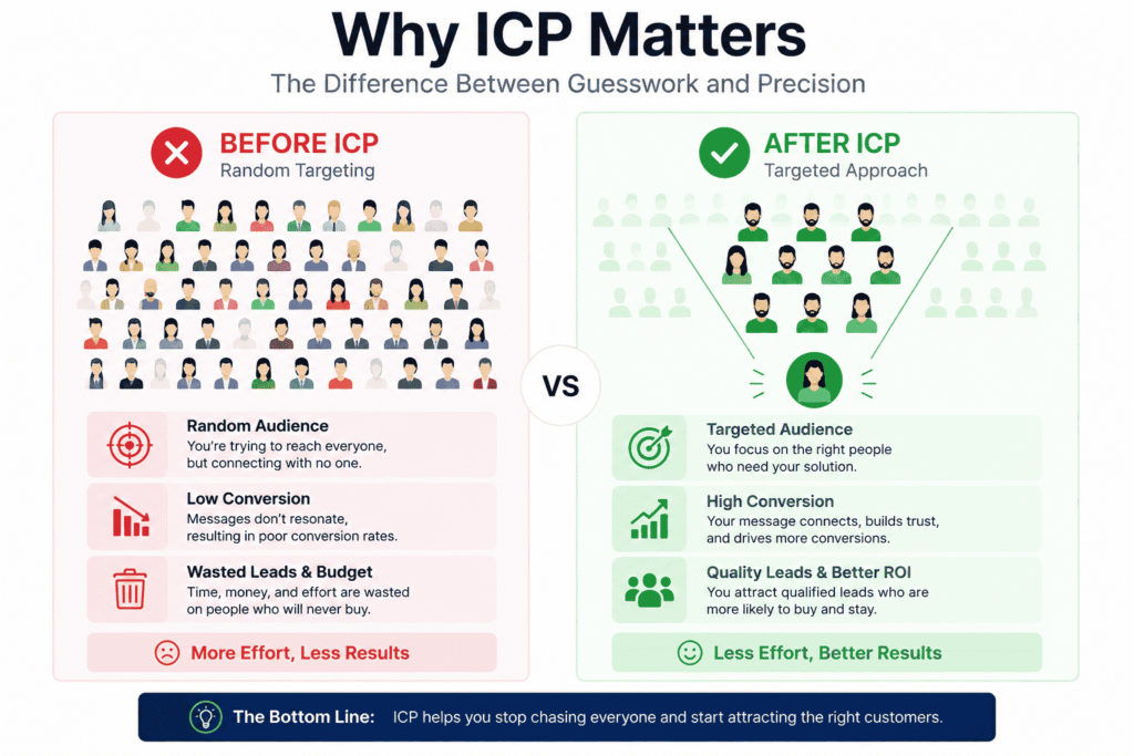 Why ICP Matters: improves targeting, lead quality, personalization, and B2B sales conversion performance